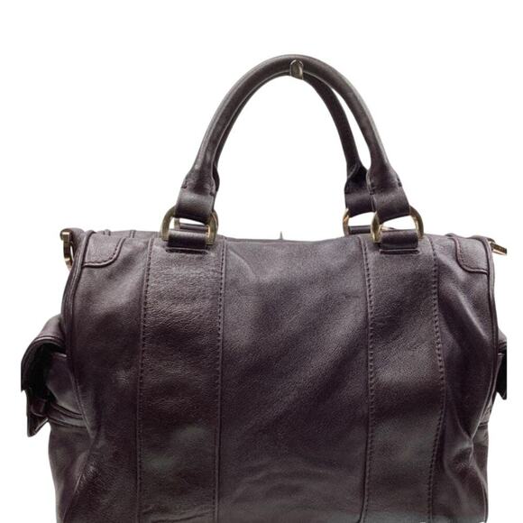 Vintage Zac Posen Burgundy Leather Satchel Oxblood Aubergine Purse - Picture 2 of 6